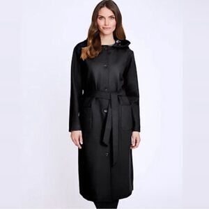 Mia Melon Satin-Lined Waterproof Wool Jacket Hooded - Jessica Black Size Large